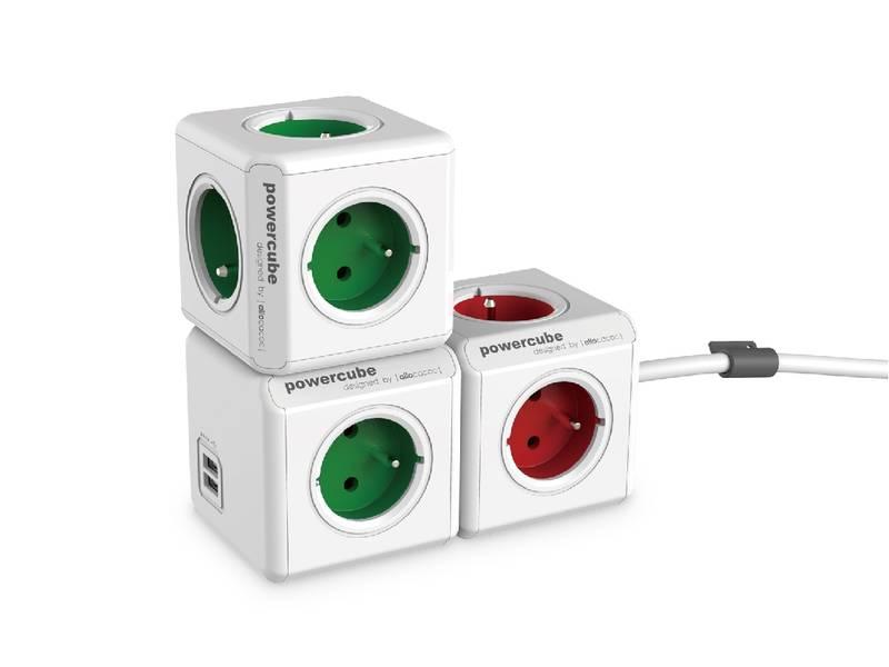Zásuvka Powercube Original USB, 4x zásuvka, 2x USB bílá zelená, Zásuvka, Powercube, Original, USB, 4x, zásuvka, 2x, USB, bílá, zelená