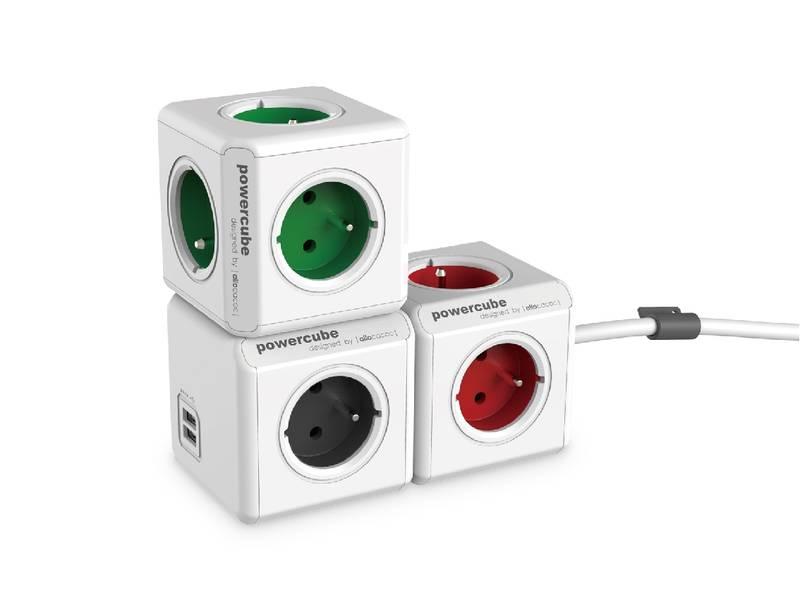 Zásuvka Powercube Original USB, 4x zásuvka, 2x USB šedá bílá