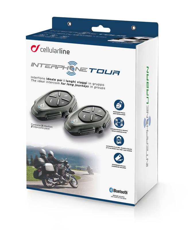 Handsfree Interphone CellularLine TOUR Twin Pack pro uzavřené a otevřené přilby