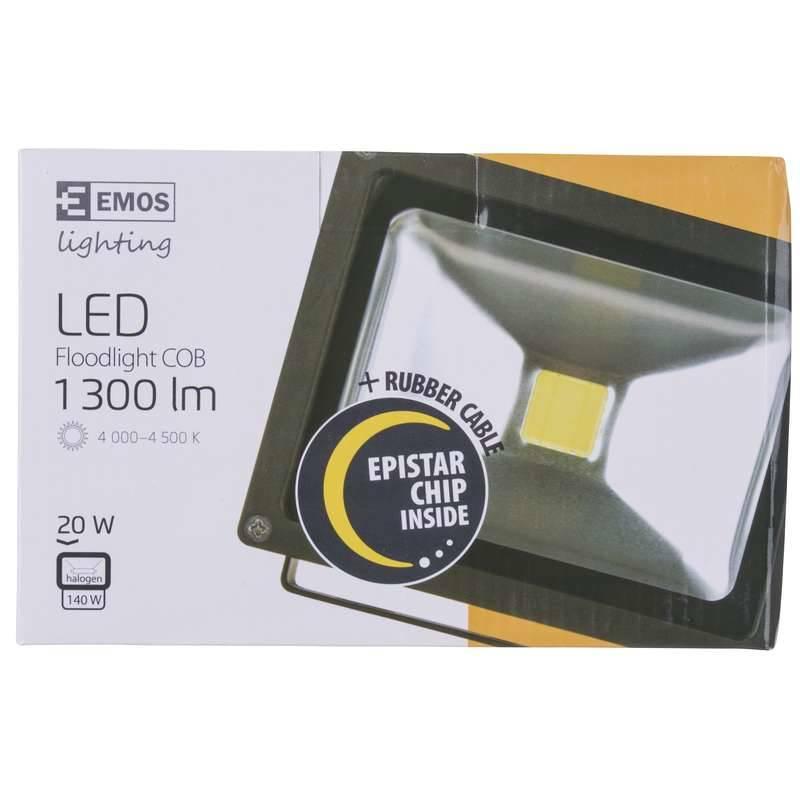 LED reflektor EMOS HOBBY 20W, studená bílá, 1300lm černý