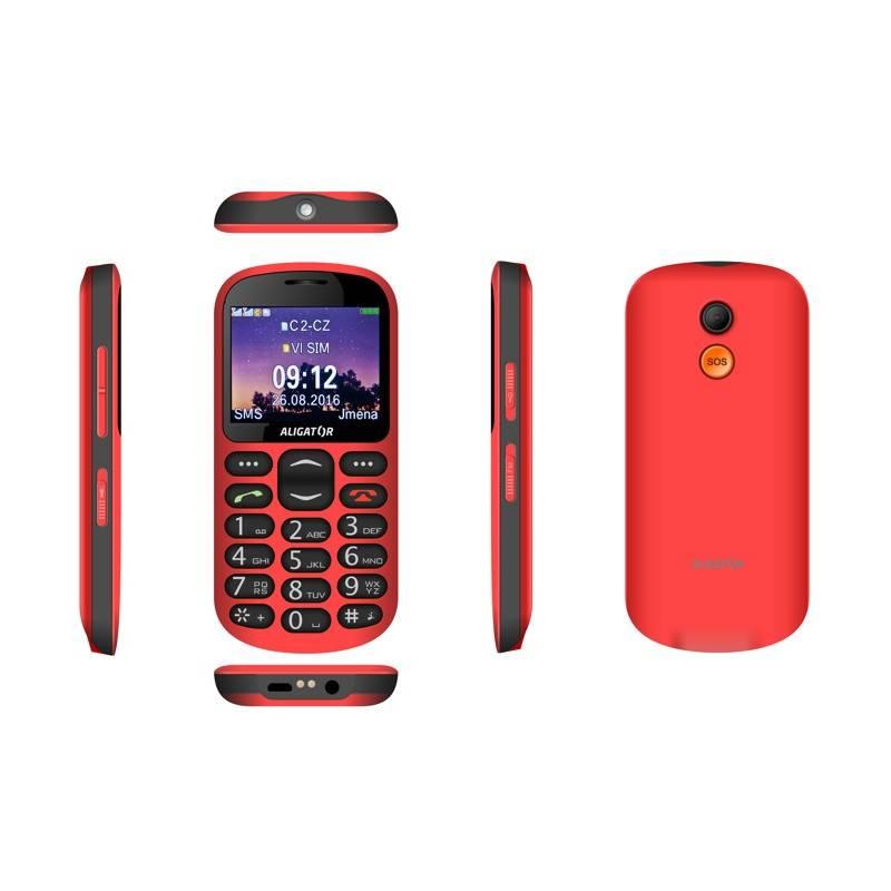 Mobilní telefon Aligator A880 GPS Senior červený