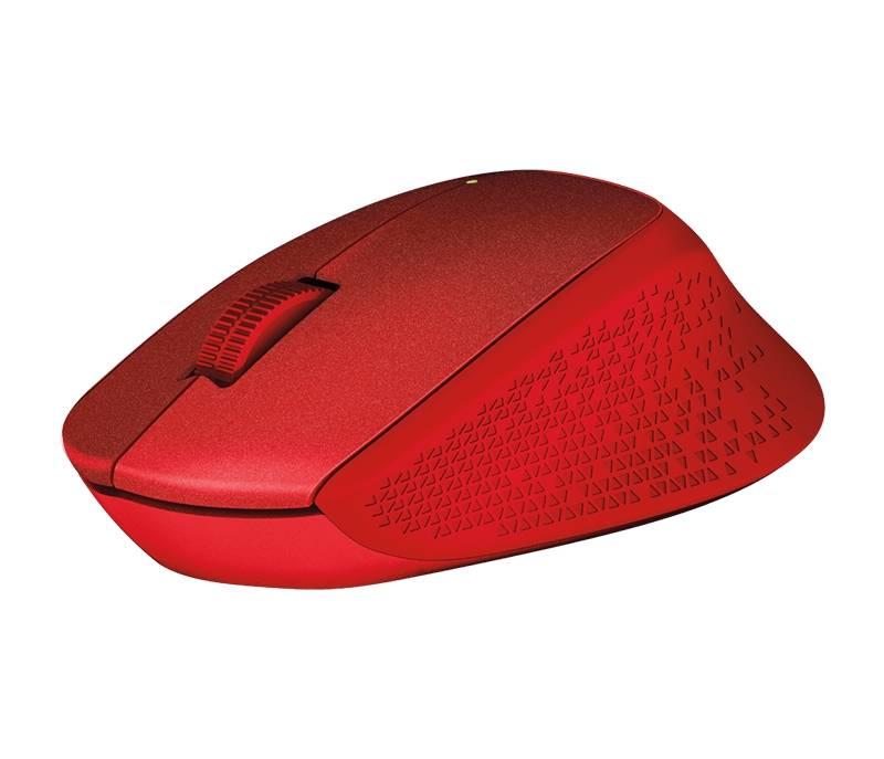 Myš Logitech Wireless Mouse M330 Silent Plus optická 3 tlačítka 1000dpi - červená, Myš, Logitech, Wireless, Mouse, M330, Silent, Plus, optická, 3, tlačítka, 1000dpi, červená