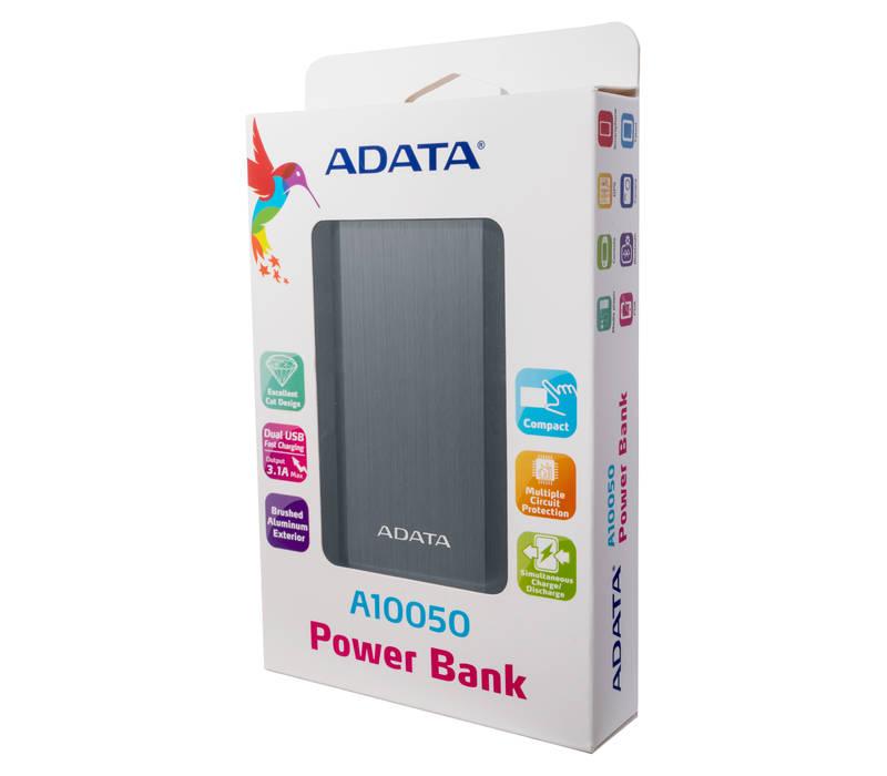 Powerbank ADATA A10050 10050mAh šedá, Powerbank, ADATA, A10050, 10050mAh, šedá