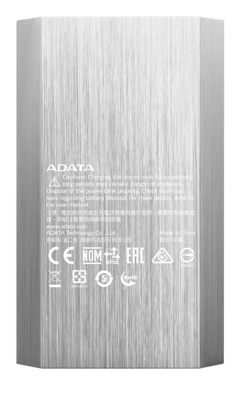 Powerbank ADATA A10050 10050mAh stříbrná, Powerbank, ADATA, A10050, 10050mAh, stříbrná