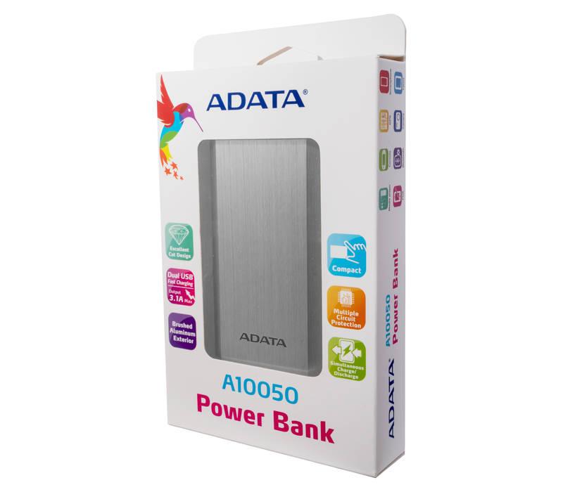 Powerbank ADATA A10050 10050mAh stříbrná