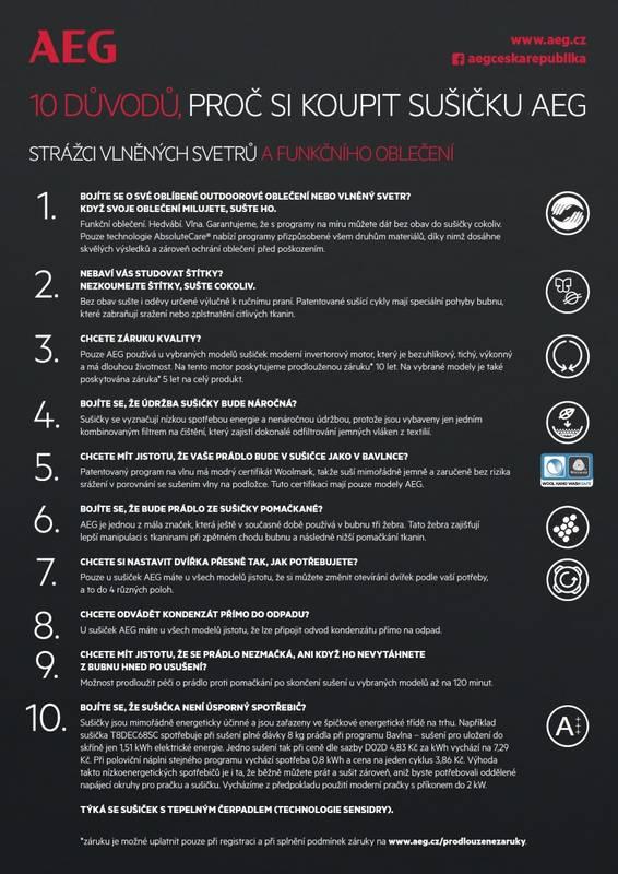 Sušička prádla AEG AbsoluteCare® T8DEE48SC bílá