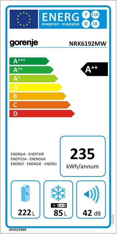 Chladnička s mrazničkou Gorenje NRK6192MW bílá