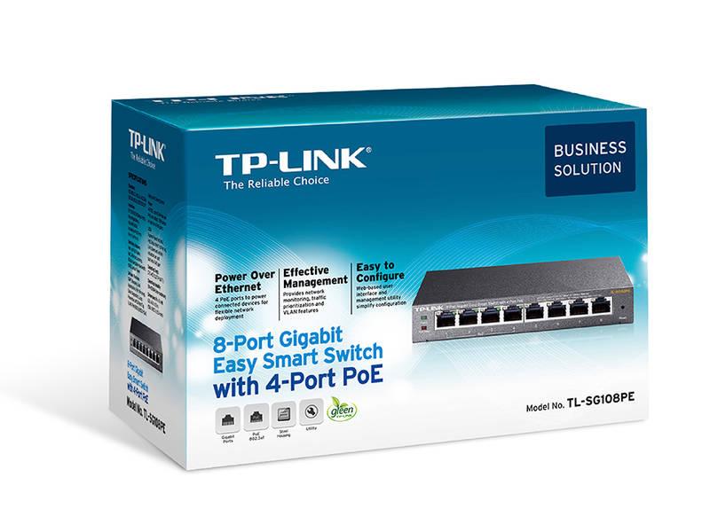Switch TP-Link TL-SG108PE černý, Switch, TP-Link, TL-SG108PE, černý