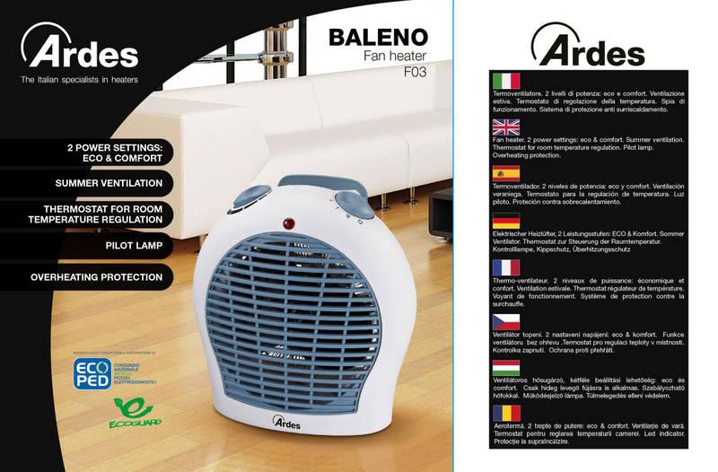 Teplovzdušný ventilátor Ardes 4F03 bílý modrý