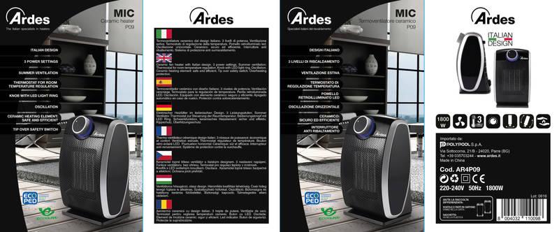 Teplovzdušný ventilátor Ardes 4P09 černý