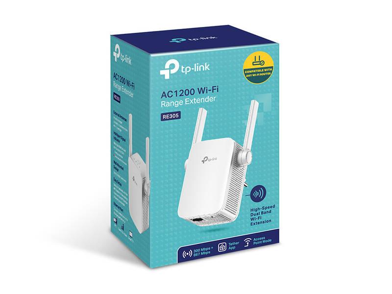 WiFi extender TP-Link RE305 AC1200 bílý, WiFi, extender, TP-Link, RE305, AC1200, bílý