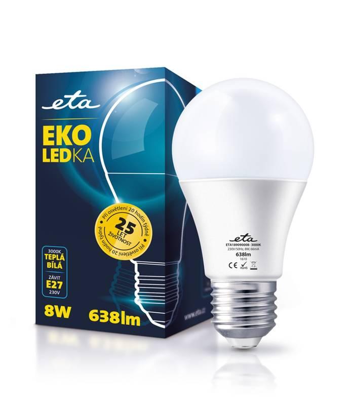 Žárovka LED ETA EKO LEDka klasik, 8W, E27, teplá bílá