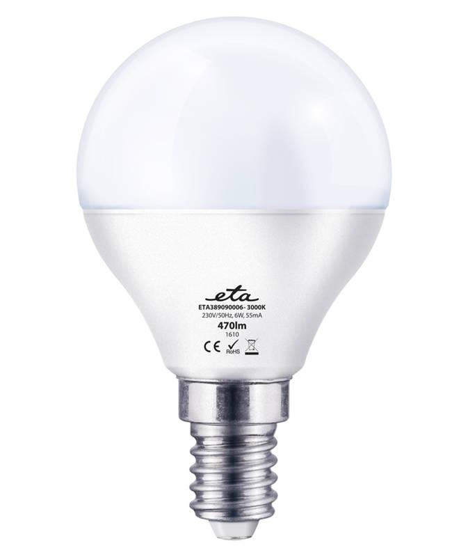 Žárovka LED ETA EKO LEDka mini globe, 6W, E14, teplá bílá