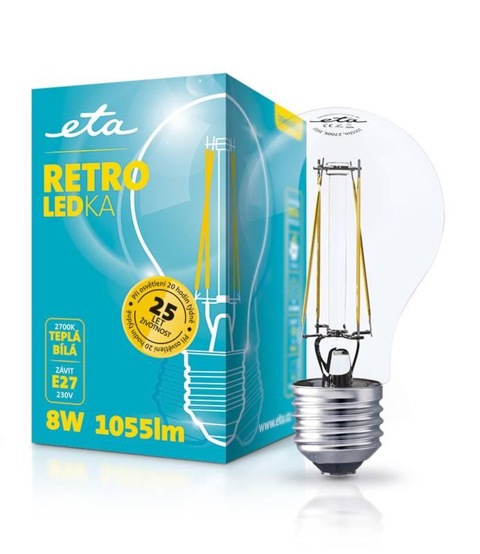 Žárovka LED ETA RETRO LEDka klasik, 8W, E27, teplá bílá