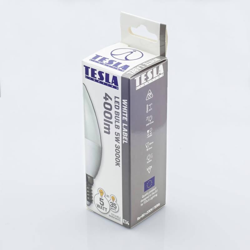 Žárovka LED Tesla svíčka, 5W, E14, teplá bílá