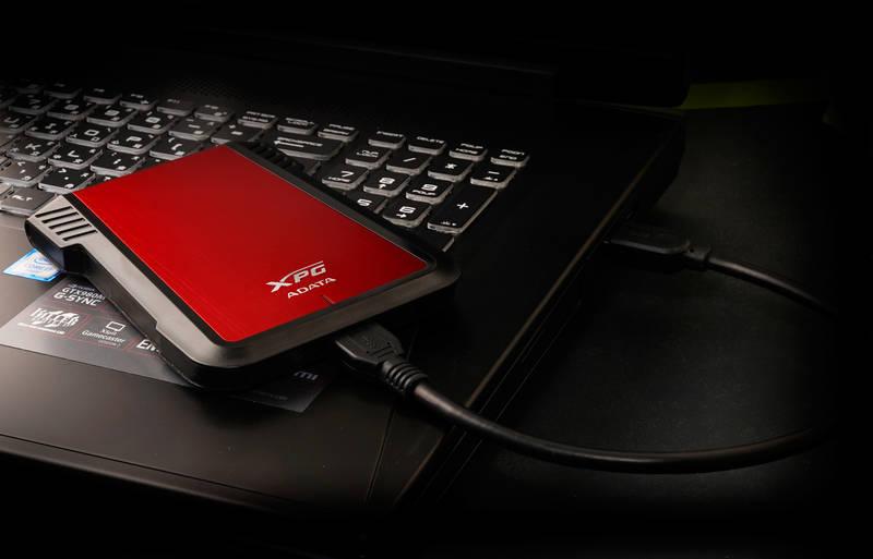 Box na HDD ADATA EX500, 2,5" SATA, USB, 3.1 černý červený