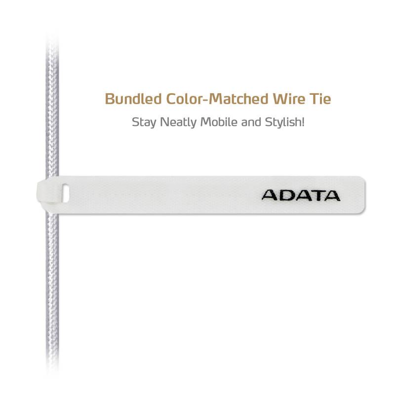 Kabel ADATA Sync & Charge USB Lightning, 1m, MFi, opletený stříbrný