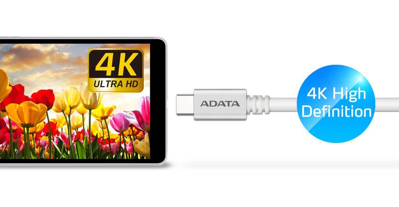 Kabel ADATA USB 2.0 USB-C, 1m, hliníkový bílý, Kabel, ADATA, USB, 2.0, USB-C, 1m, hliníkový, bílý