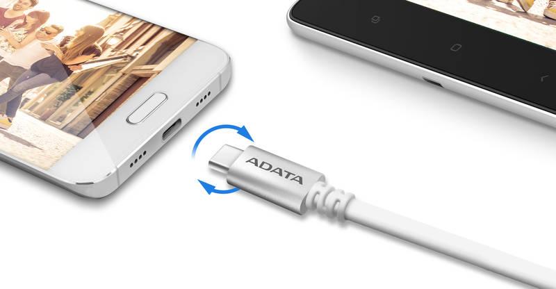 Kabel ADATA USB 3.1 USB-C, 1m, hliníkový bílý