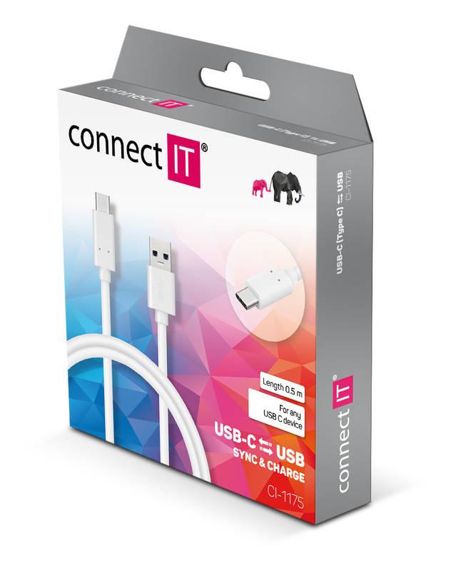 Kabel Connect IT USB USB-C, 0,5 m bílý