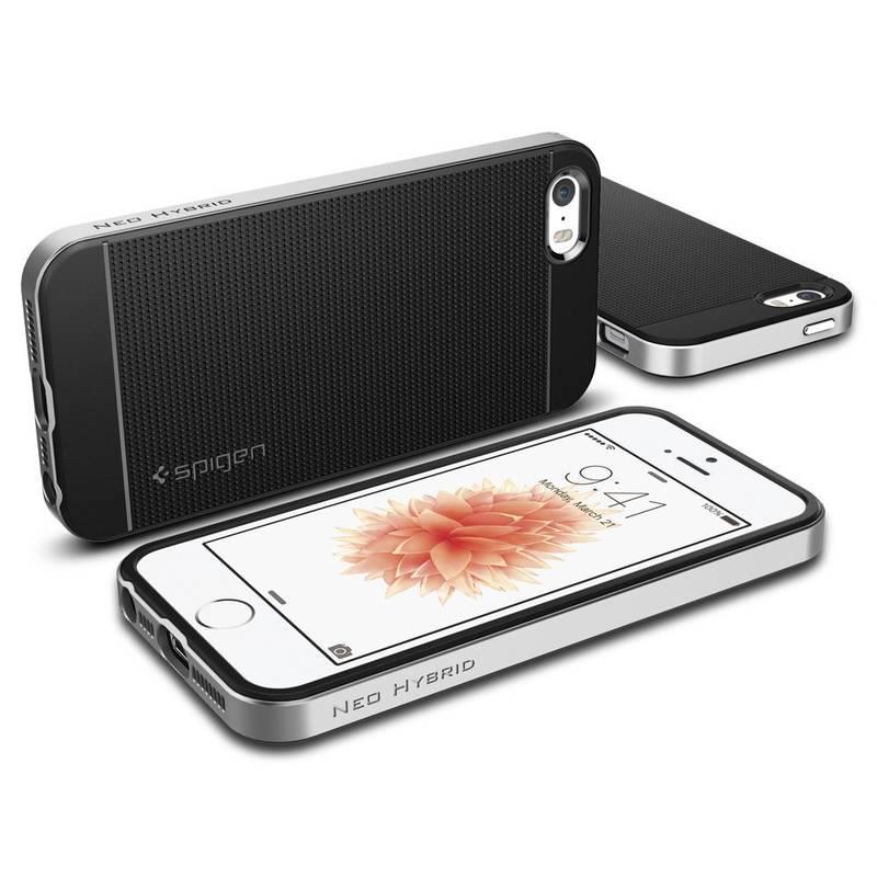 Kryt na mobil Spigen Neo Hybrid Apple iPhone 5 5s SE stříbrný
