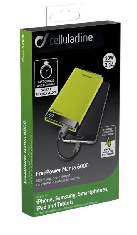 Powerbank CellularLine FreePower Manta 6000mAh zelená