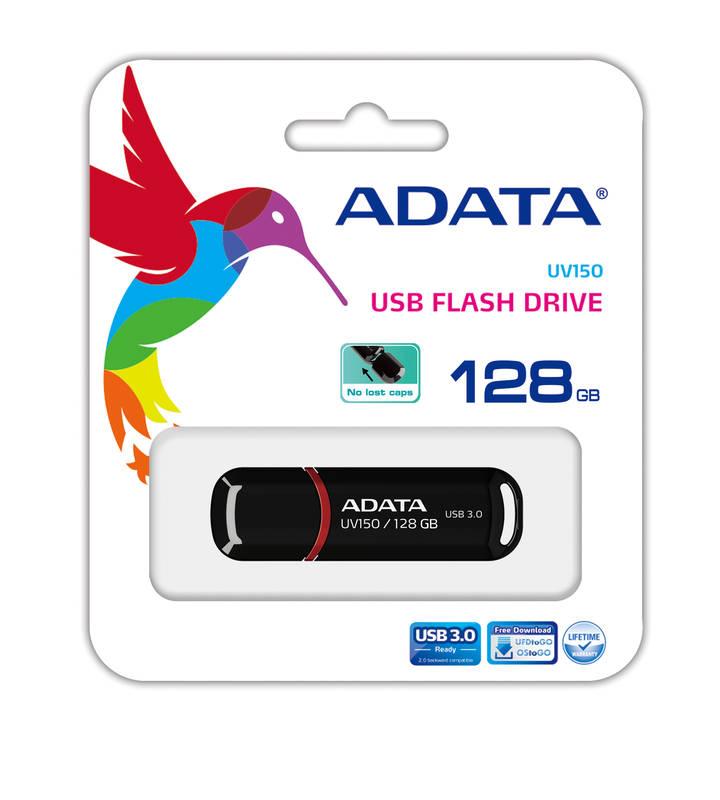 USB Flash ADATA UV150 128GB černý, USB, Flash, ADATA, UV150, 128GB, černý
