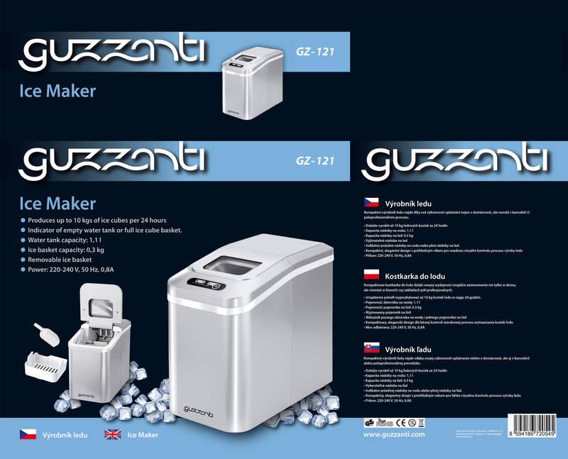 Výrobník ledu Guzzanti GZ 121 stříbrný, Výrobník, ledu, Guzzanti, GZ, 121, stříbrný