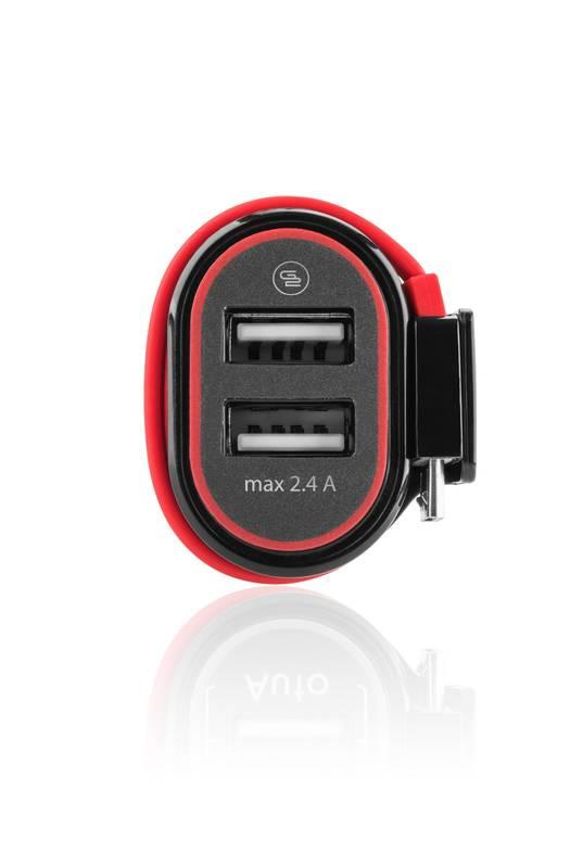 Adaptér do auta GoGEN CH23C, 2x USB, integrovaný Micro USB kabel černý