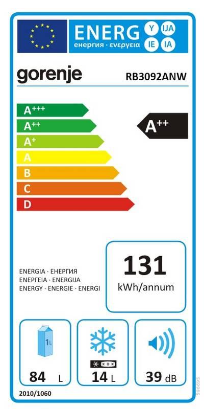 Chladnička Gorenje RB 3092 ANW bílá, Chladnička, Gorenje, RB, 3092, ANW, bílá