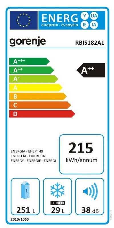 Chladnička Gorenje RBI5182A1 bílá, Chladnička, Gorenje, RBI5182A1, bílá