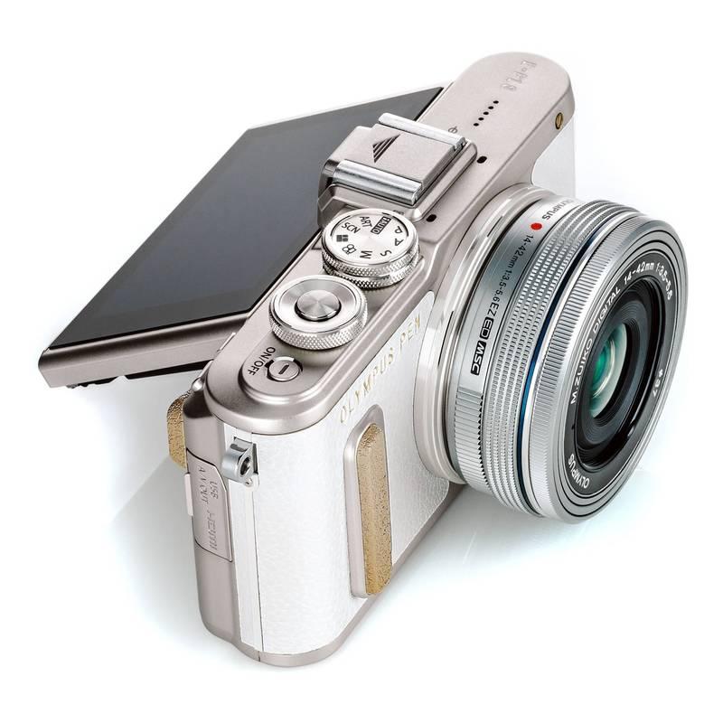 Digitální fotoaparát Olympus PEN E-PL8 14-42 EZ Pancake stříbrný bílý, Digitální, fotoaparát, Olympus, PEN, E-PL8, 14-42, EZ, Pancake, stříbrný, bílý