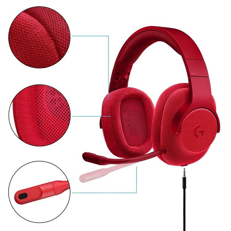 Headset Logitech Gaming G433 7.1 Surround červený