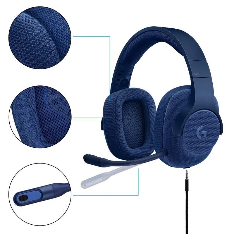 Headset Logitech Gaming G433 7.1 Surround modrý, Headset, Logitech, Gaming, G433, 7.1, Surround, modrý