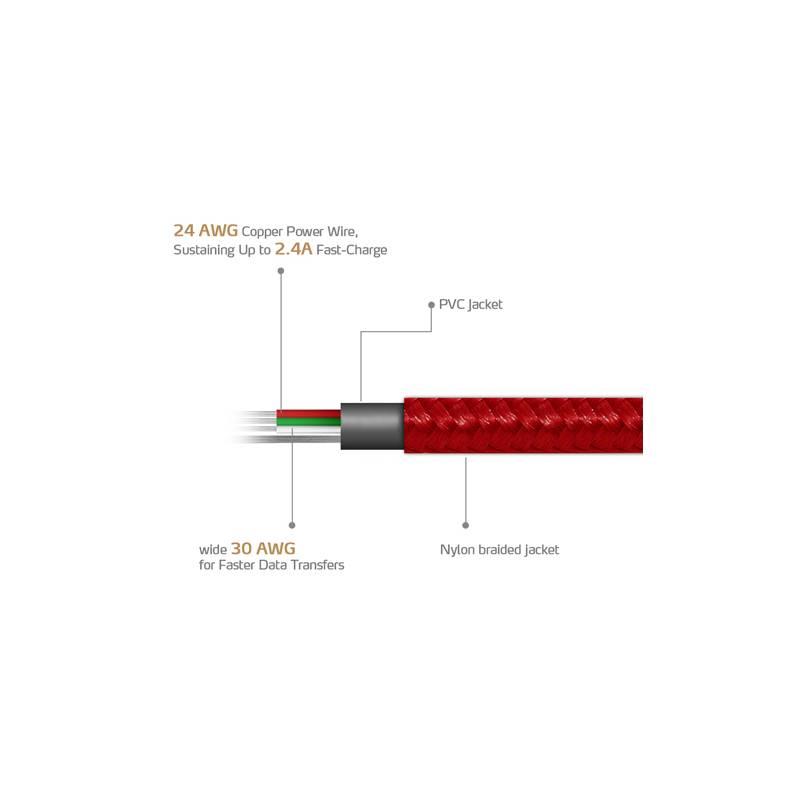 Kabel ADATA USB micro USB, 1m, pletený červený