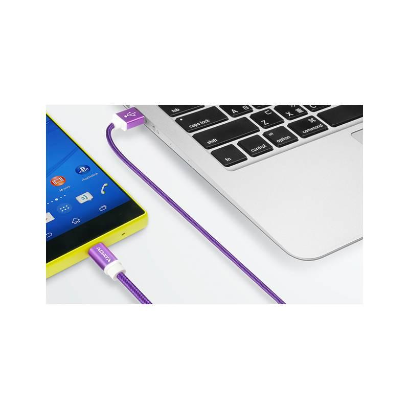 Kabel ADATA USB micro USB, 1m, pletený fialový