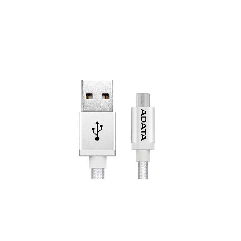 Kabel ADATA USB micro USB, 1m, pletený stříbrný, Kabel, ADATA, USB, micro, USB, 1m, pletený, stříbrný