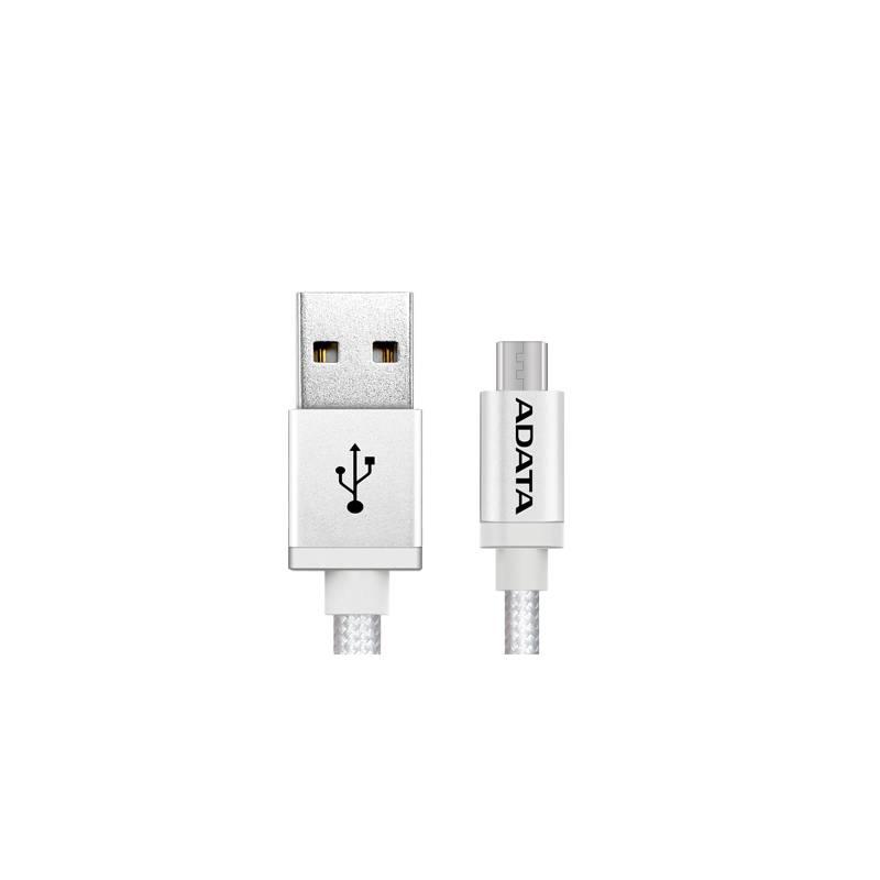 Kabel ADATA USB micro USB, 1m, pletený stříbrný