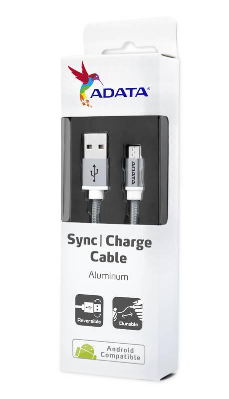 Kabel ADATA USB micro USB, 1m, pletený stříbrný