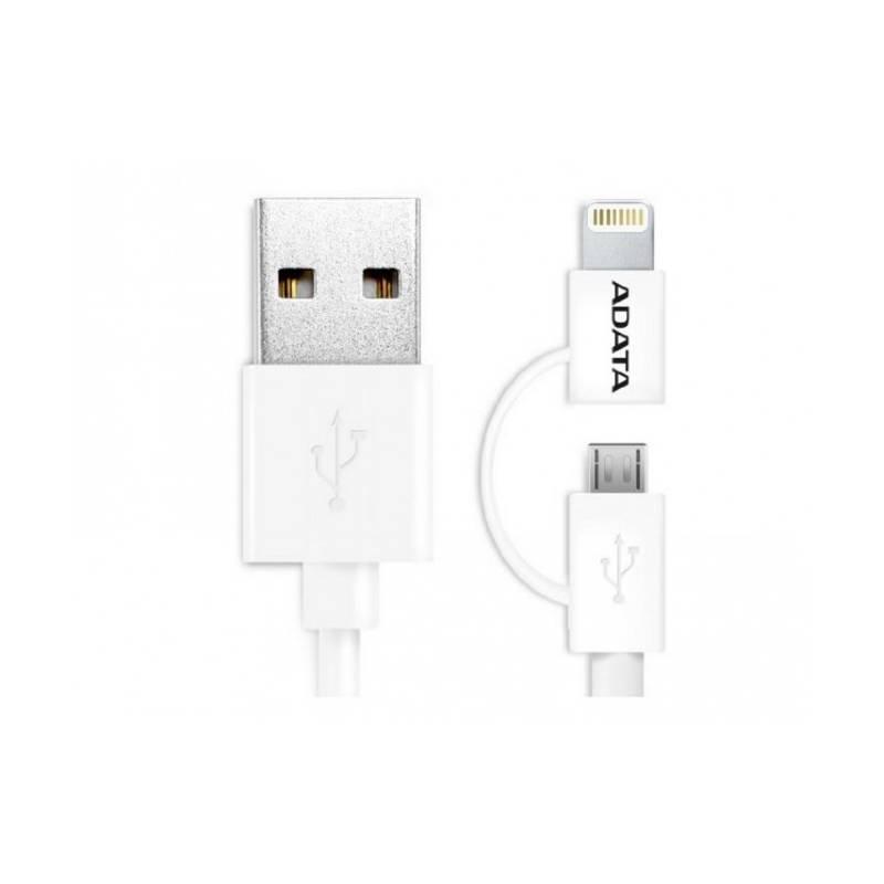 Kabel ADATA USB micro USB Lightning, 1m bílý, Kabel, ADATA, USB, micro, USB, Lightning, 1m, bílý