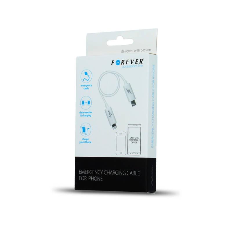 Kabel Forever MicroUSB Lightning, 25cm bílý