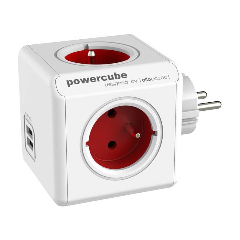 Kabel prodlužovací Powercube Extended USB, 4x zásuvka, 2x USB, 1,5m bílá červená, Kabel, prodlužovací, Powercube, Extended, USB, 4x, zásuvka, 2x, USB, 1,5m, bílá, červená