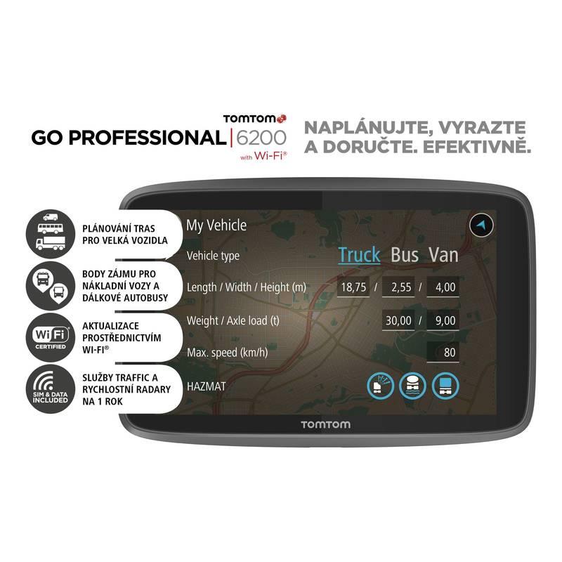 Navigační systém GPS Tomtom GO Professional 6200 EU, Lifetime černá