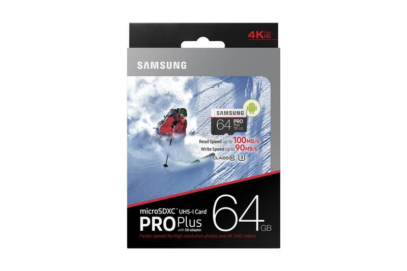 Paměťová karta Samsung Micro SDXC PRO 64GB UHS-I U3 adapter