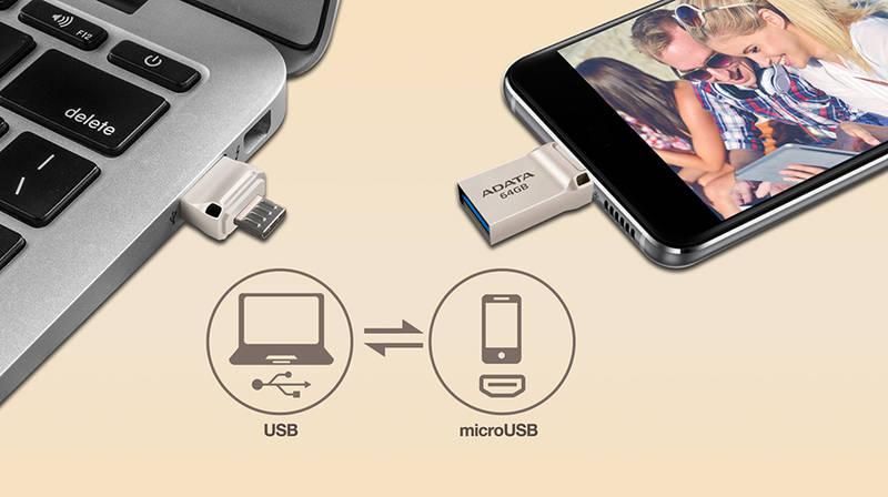 USB Flash ADATA UC360 64GB OTG MicroUSB USB 3.1 zlatý