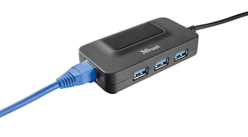 USB Hub Trust USB 3.0 3x USB 3.0 LAN černý