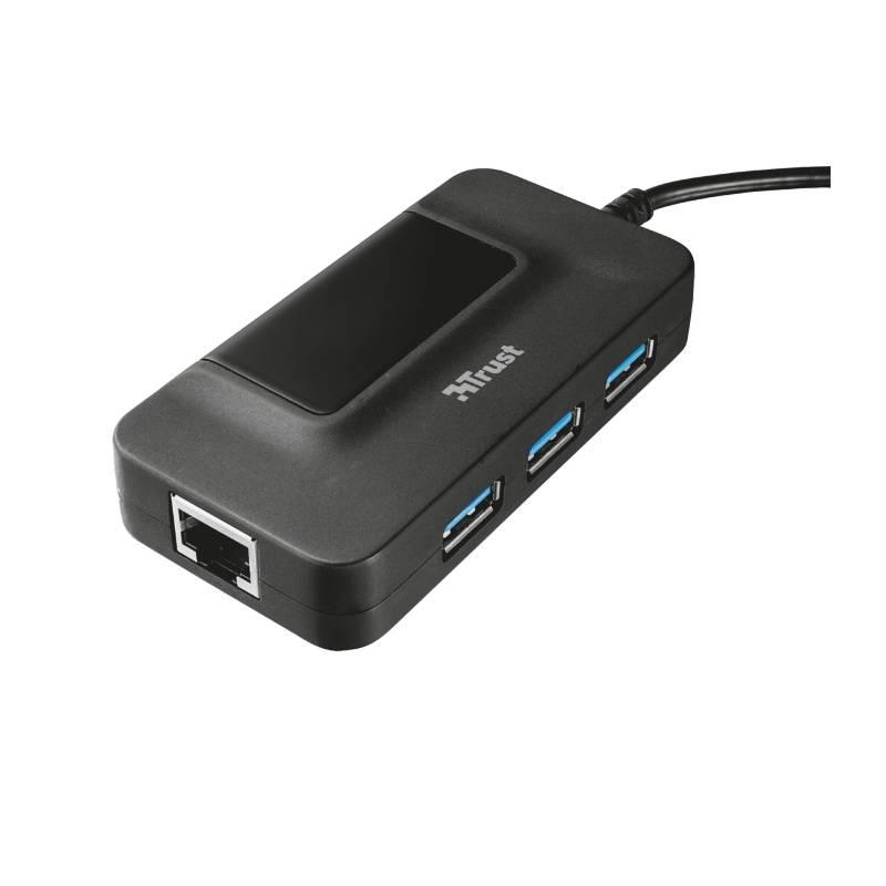 USB Hub Trust USB 3.0 3x USB 3.0 LAN černý