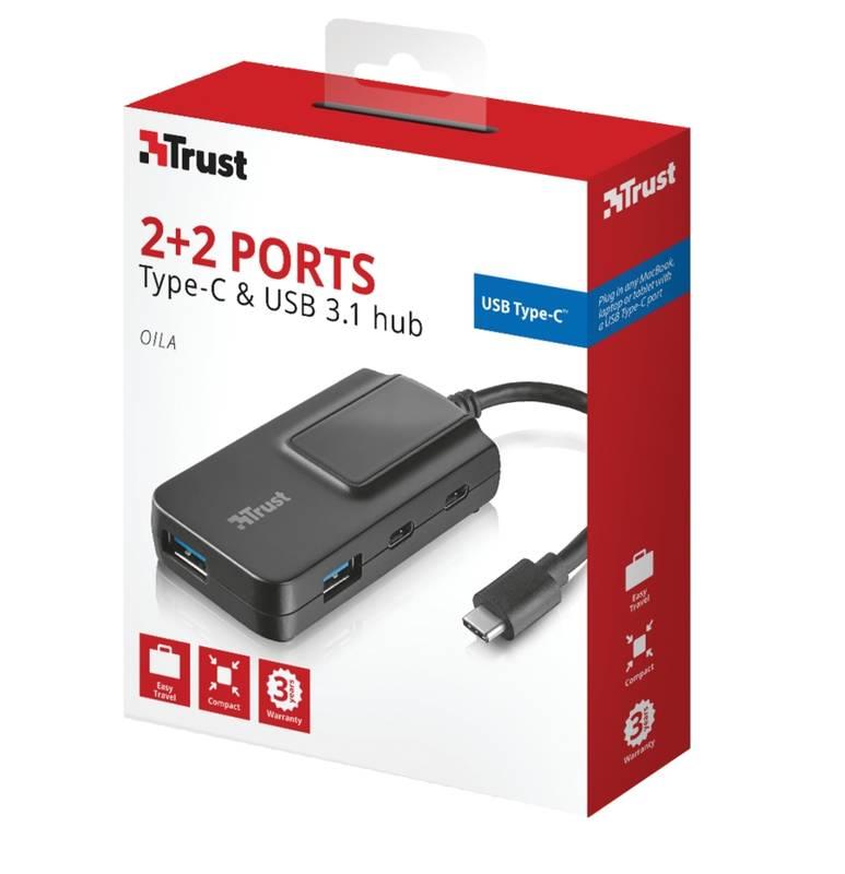 USB Hub Trust USB-C 2x USB 3.0 2x USB-C černý