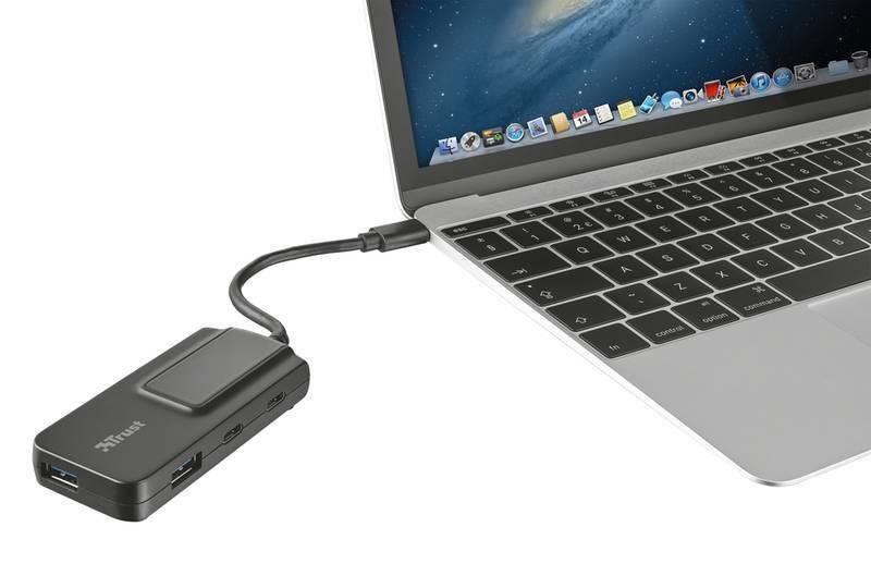 USB Hub Trust USB-C 2x USB 3.0 2x USB-C černý, USB, Hub, Trust, USB-C, 2x, USB, 3.0, 2x, USB-C, černý