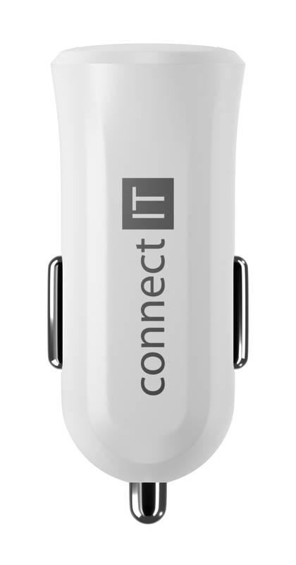 Adaptér do auta Connect IT InCarz, 1x USB , s funkcí rychlonabíjení QC 3.0 bílý